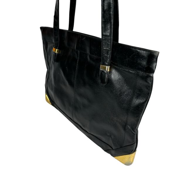 Vintage Lou Taylor Black Purse Handbag Made in Italy with Gold Hardware - Picture 1 of 16